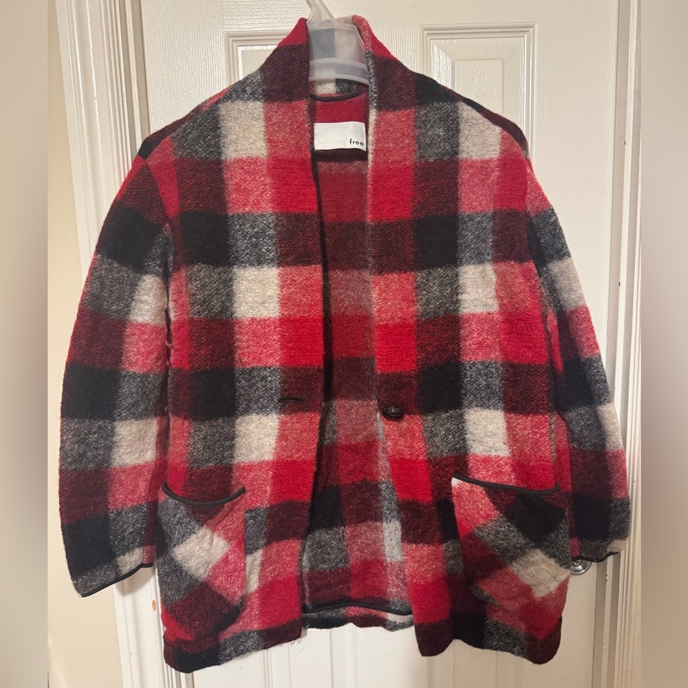 Wilfred Free Red and Black Plaid Jacket